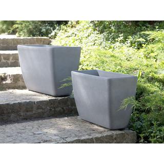 Beliani Set di 2 vasi per piante en Polvere di Pietre Moderno BARIS  