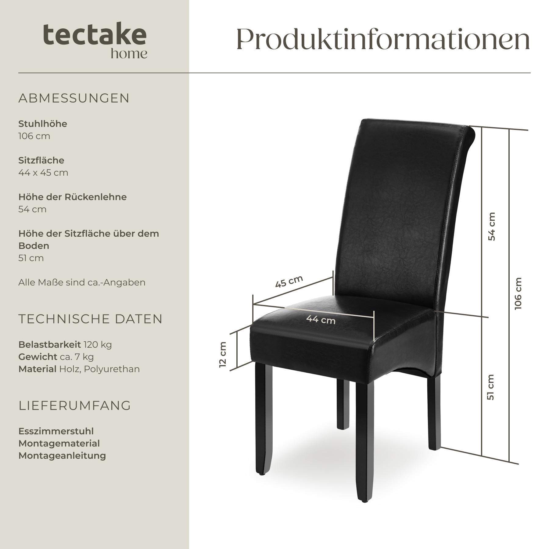 Tectake Esszimmerstuhl aus massivem Hartholz  