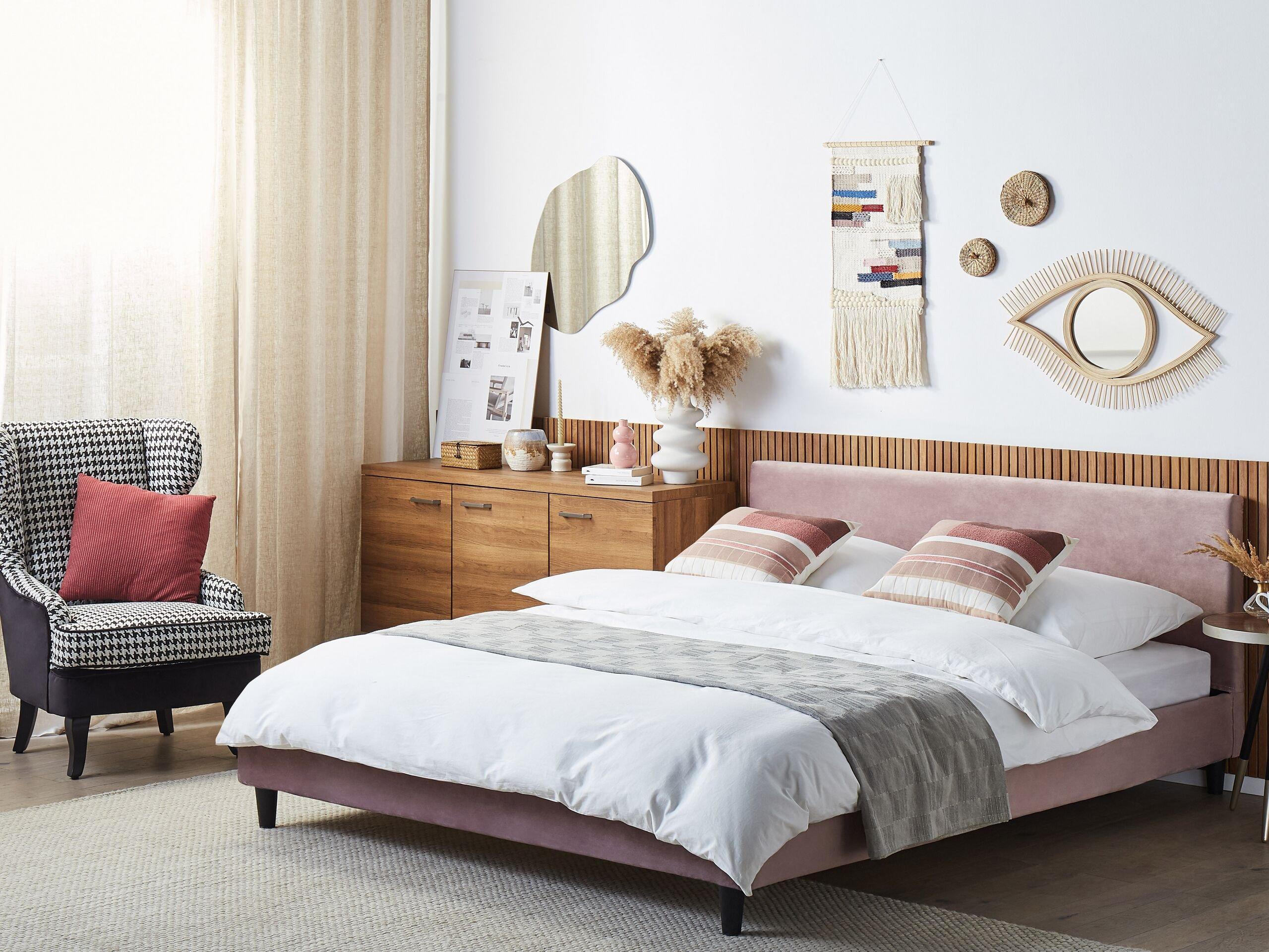 Beliani Bett mit Lattenrost aus Samtstoff Modern FITOU  