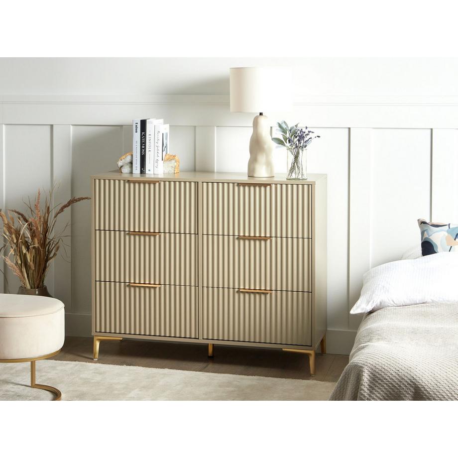 Beliani Commode à 6 tiroirs en MDF Moderne WALCOTT  