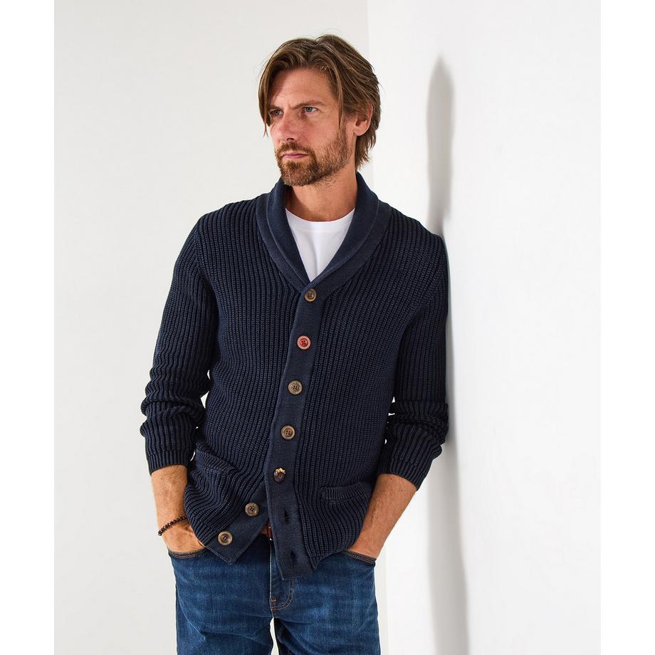 Gilet à col châle avec garniture aztèque et effet délavé