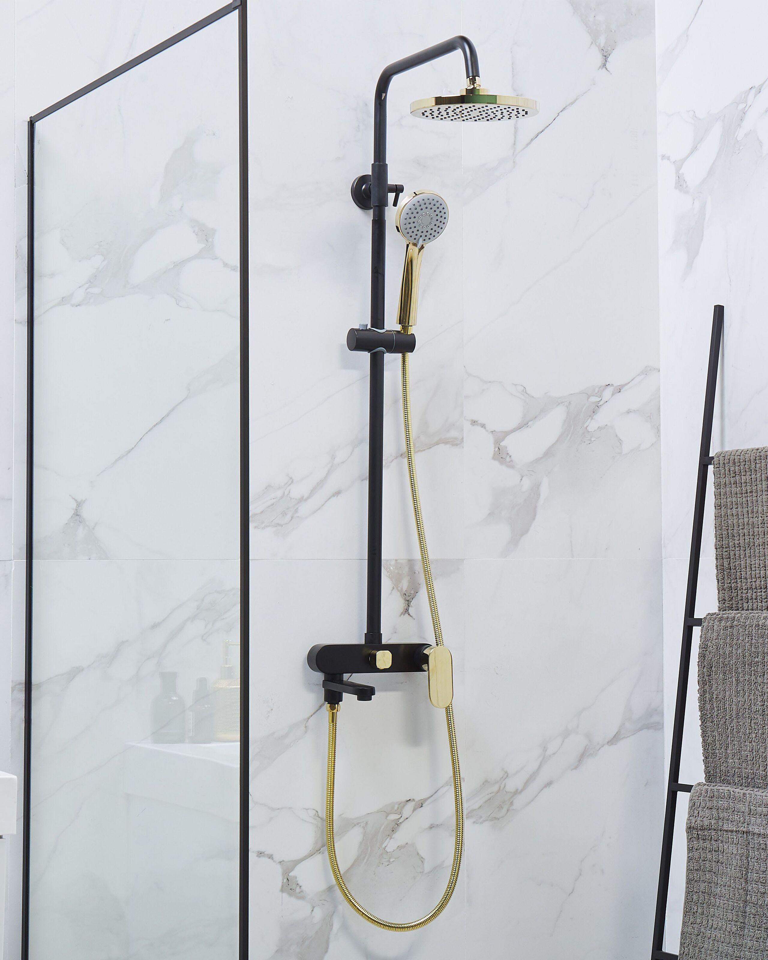 Beliani Duschsystem mit Mischbatterie und Regenbrause aus Messing Modern GURARA  