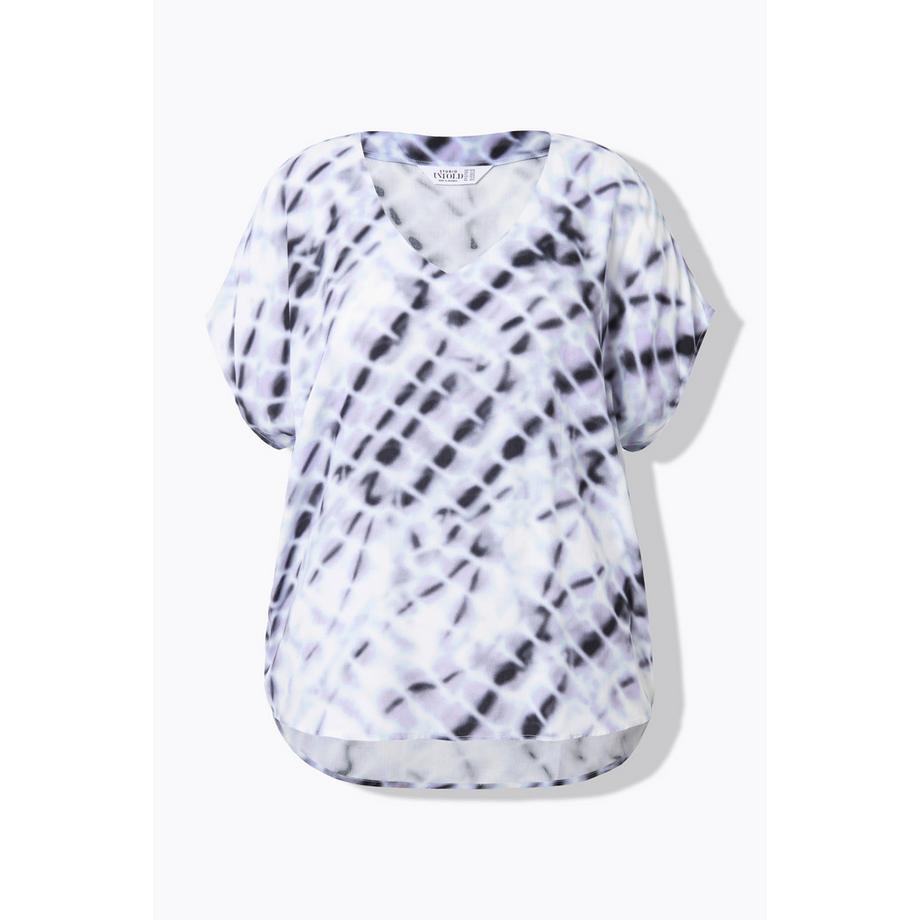 Studio Untold Oversized Batikprint V-Ausschnitt Blusenshirt  