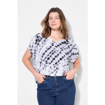 Blouse oversize, décolleté en V et imprimé batik