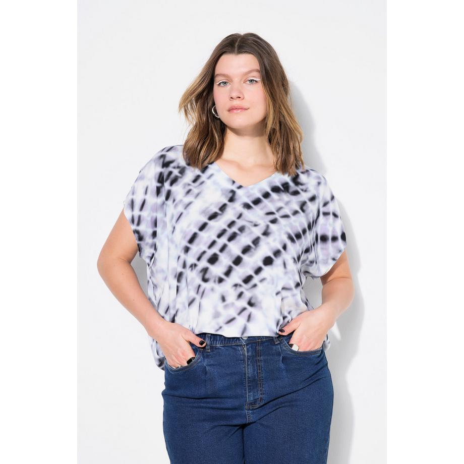 Studio Untold Oversized Batikprint V-Ausschnitt Blusenshirt  