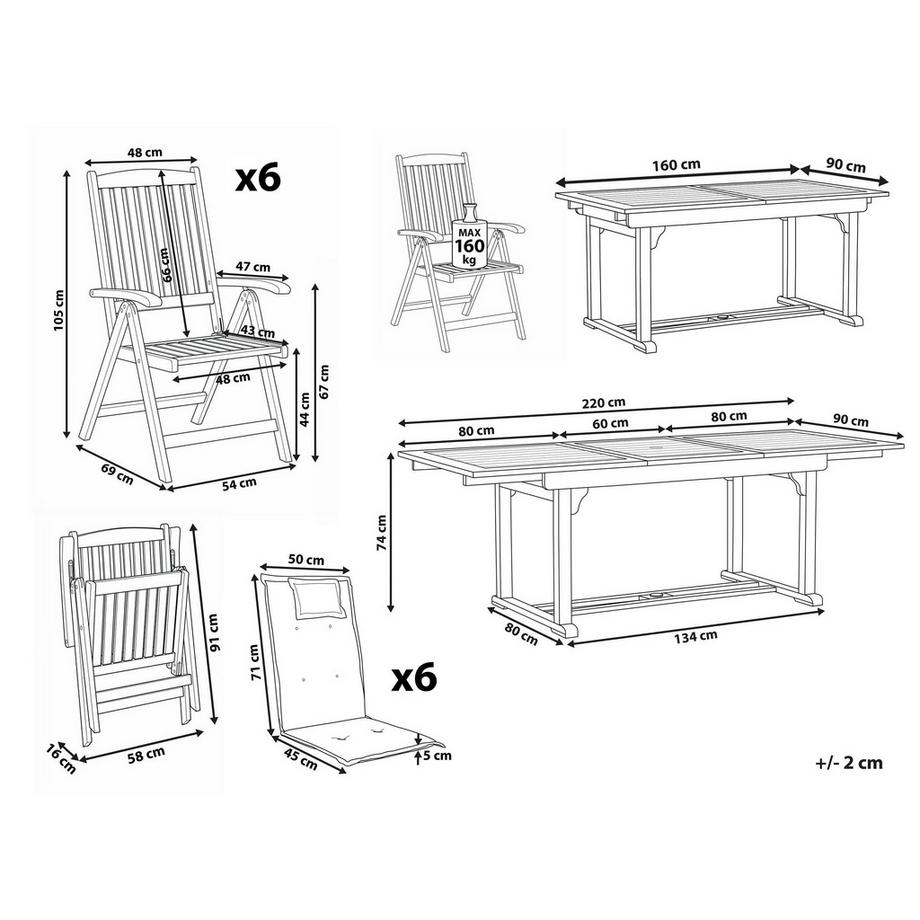Beliani Gartentisch mit Stühlen aus Akazienholz Rustikal AMANTEA  