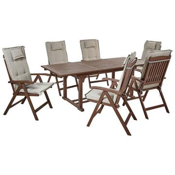 Salle à manger de jardin avec chaises en Acacia Rustique AMANTEA