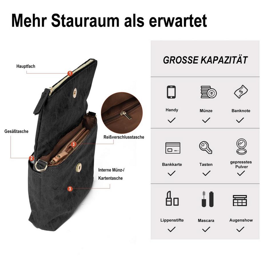 Only-bags.store Kleine Handtasche Umhängetasche Umhängetasche aus PU-Leder  