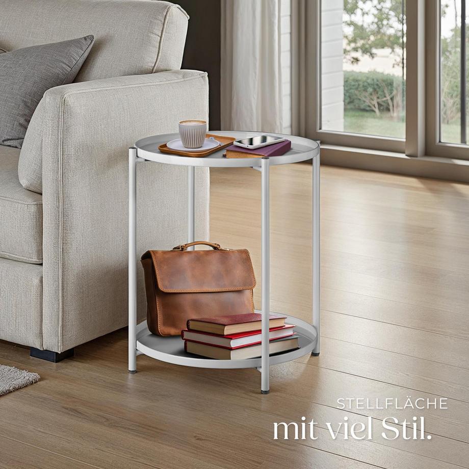 Tectake Beistelltisch Oxford Stahl rund mit abnehmbaren Ablagen  