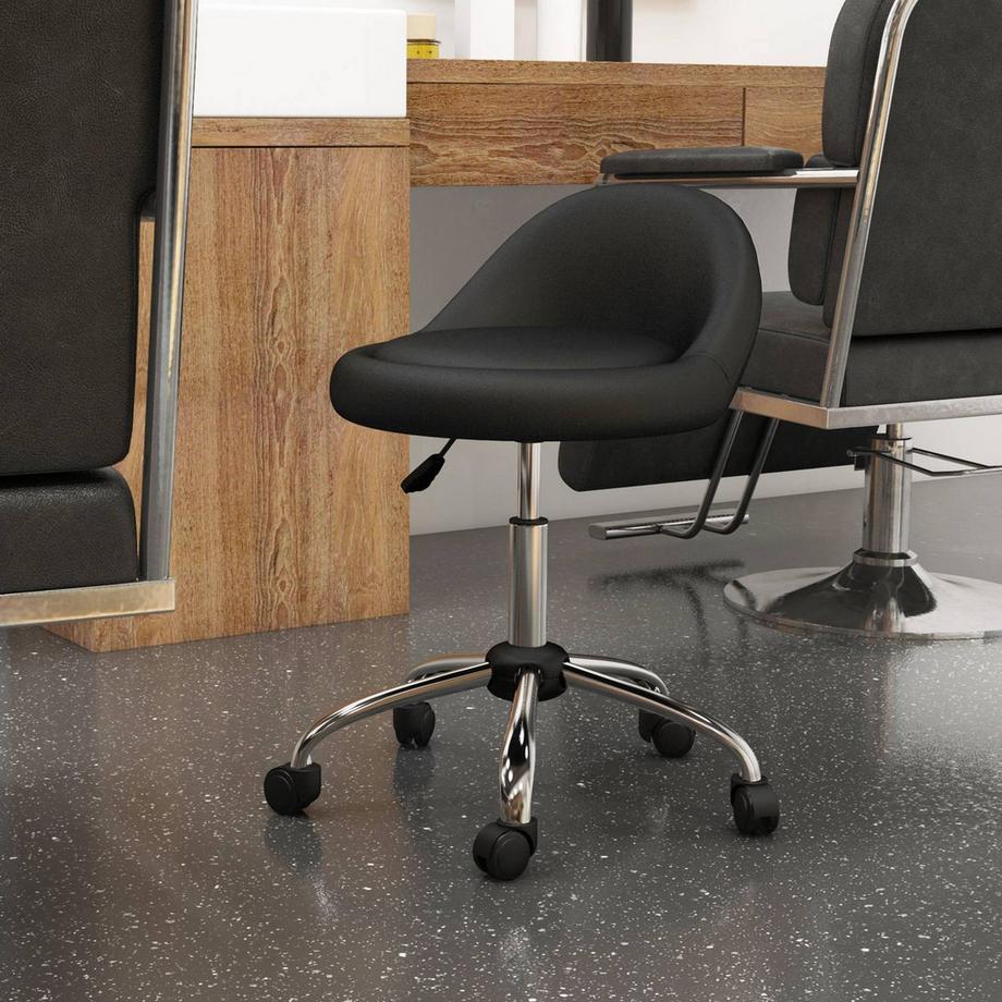 Northio Tabouret Roulant Tabouret De Travail Réglable En Hauteur 63-83 Cm Tabouret Pivotant Avec Roulettes Chaise De Salon Pivotante Tabouret De Salon Simili Cuir Noir  