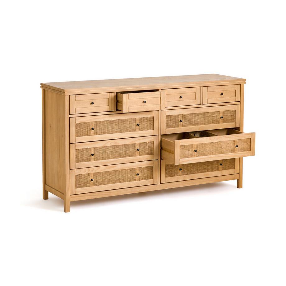 La Redoute Intérieurs Kommode aus massiver Kiefer und Rohrgeflecht 10 Schubladen  