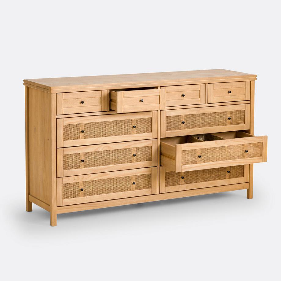 La Redoute Intérieurs Kommode aus massiver Kiefer und Rohrgeflecht 10 Schubladen  
