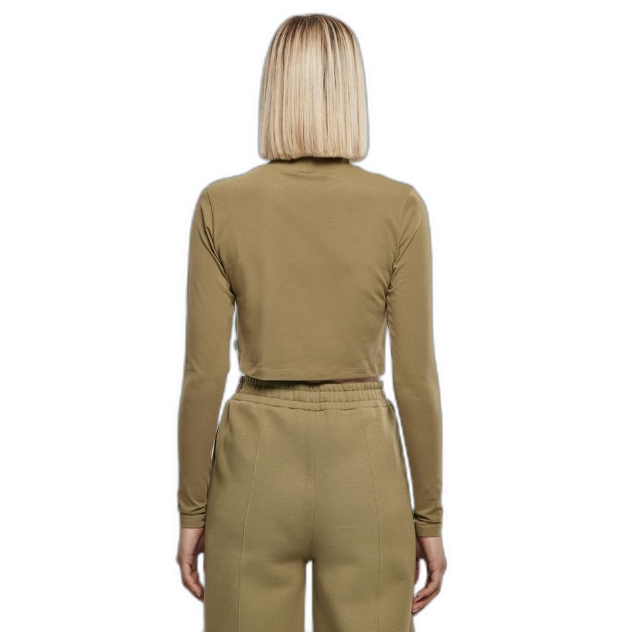 URBAN CLASSICS Bio Baumwolle Langarm Cropped Rollkragen Shirt  