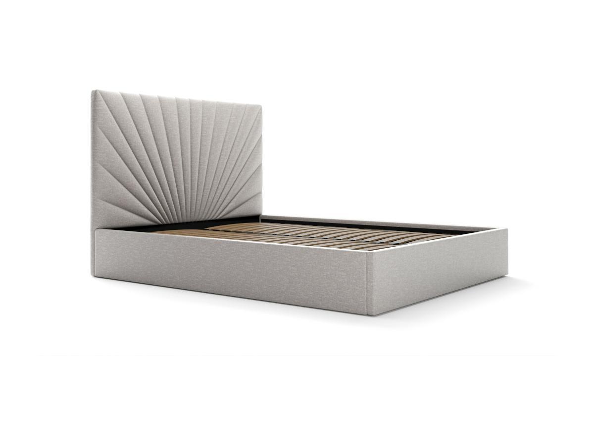 Vente-unique Polsterbett mit Bettkasten - 140 x 190 cm - Stoff - Hellgrau - RILIODA von Pascal Morabito  