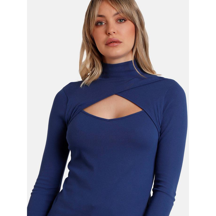 Admas Top Maniche Lunghe Collo Alto Incrociato Aperto Cruzado  