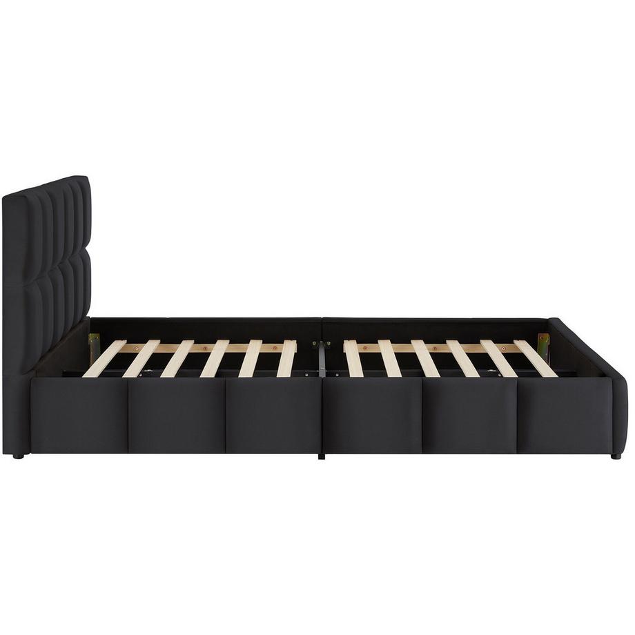 Tectake Lit rembourré Shirley Revêtement en velours avec motif matelassé  