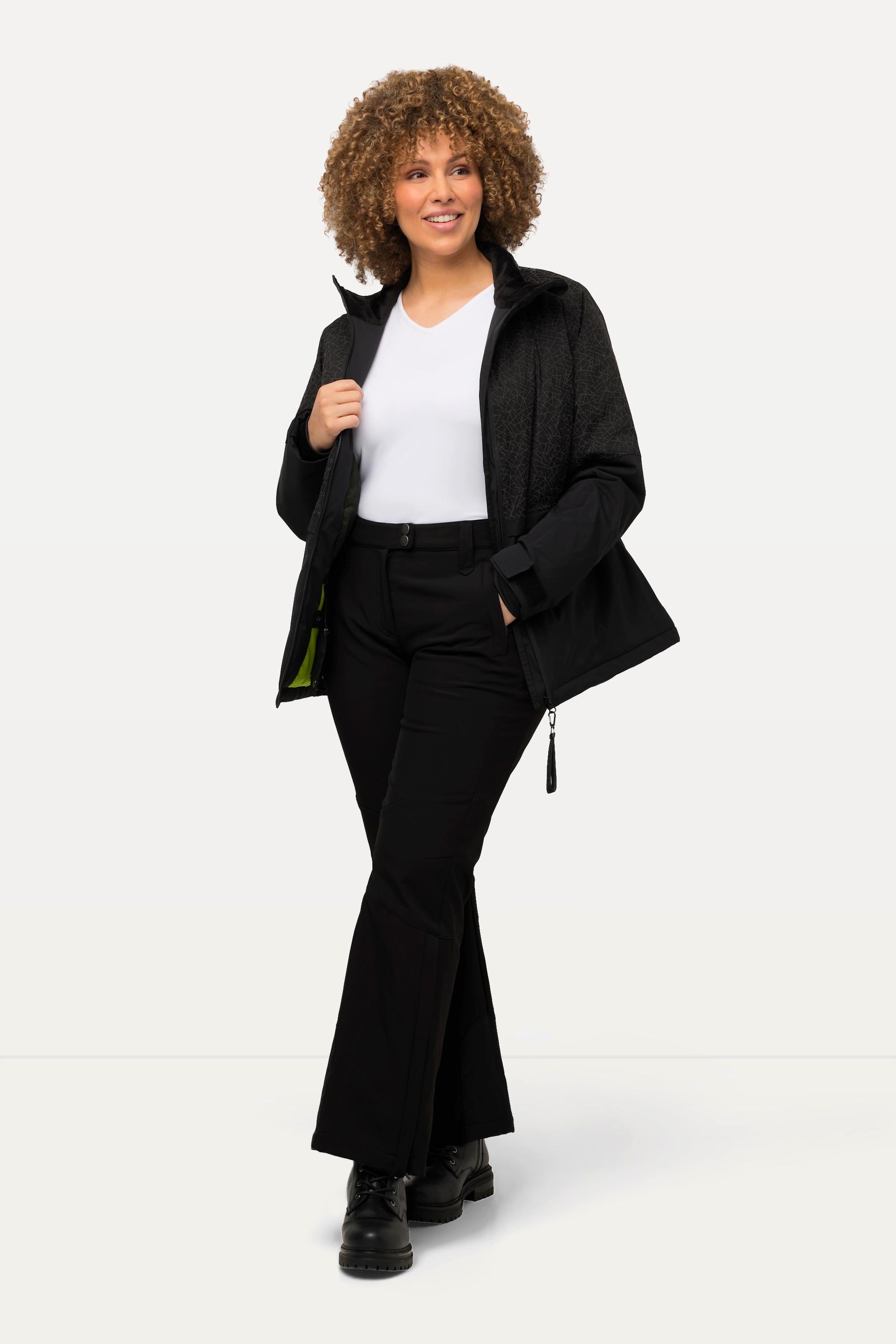 Ulla Popken Pantaloni Softshell idrorepellente con linguetta a strappo e paraneve  