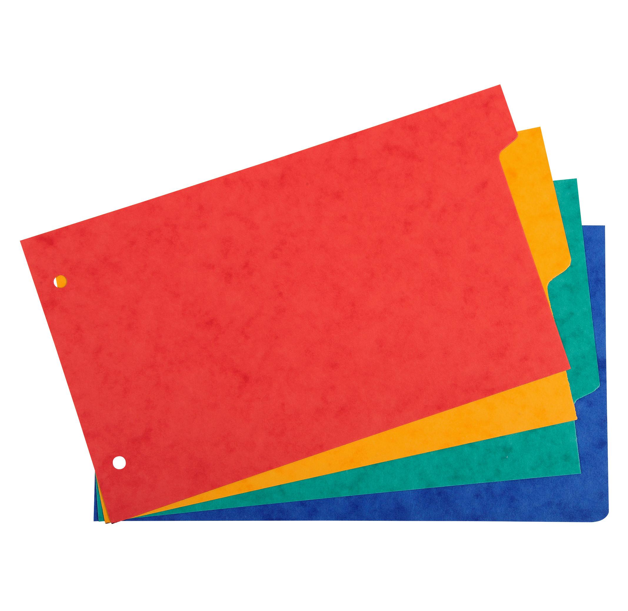 Exacompta Register 125x200mm, flexibler Colorspan-Karton 225g, 4 Taben, 2-fach gelocht, für Karteikarten - x 10  