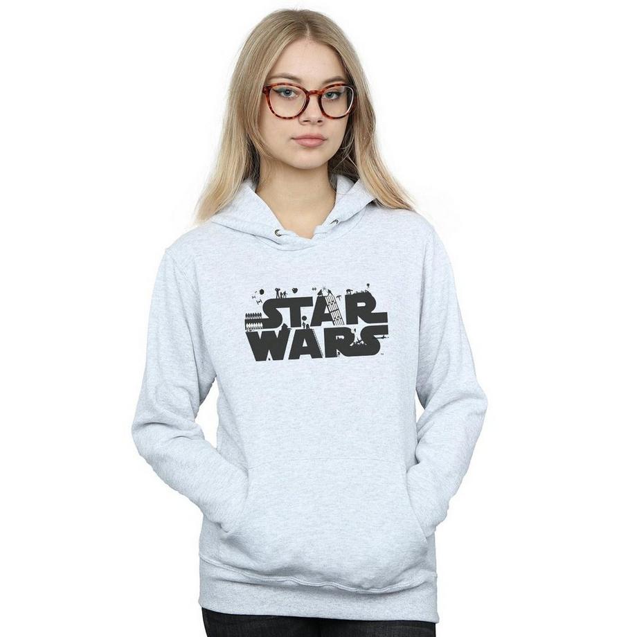 STAR WARS Star Wars Logo Stampa Felpa con Cappuccio  