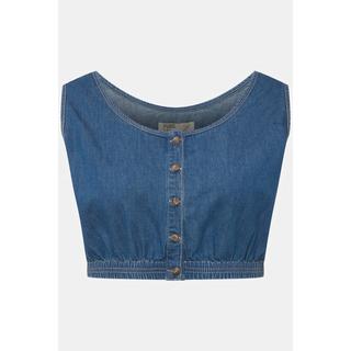 Ulla Popken  Bustier di cotone biologico con effetto jeans e scollo rotondo 