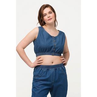 Ulla Popken  Bustier di cotone biologico con effetto jeans e scollo rotondo 