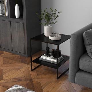 Northio Beistelltisch Couchtisch mit Ablage, Kaffeetisch mit Stahlrahmen, Nachttisch für Wohnzimmer, Schlafzimmer, Schwarz, 40 x 40 x 45 cm  