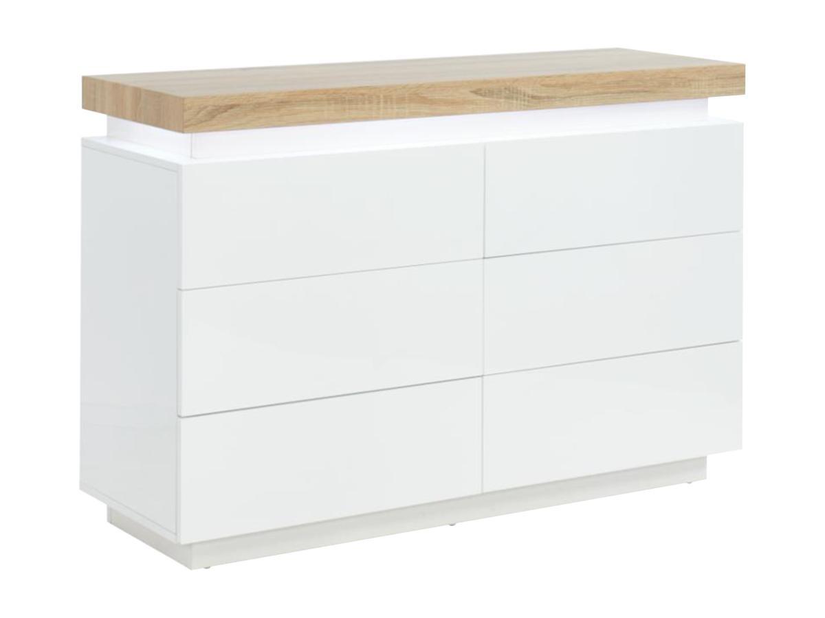 Vente-unique Commode HALO II 6 tiroirs MDF laqué Avec LEDs  Chêne  