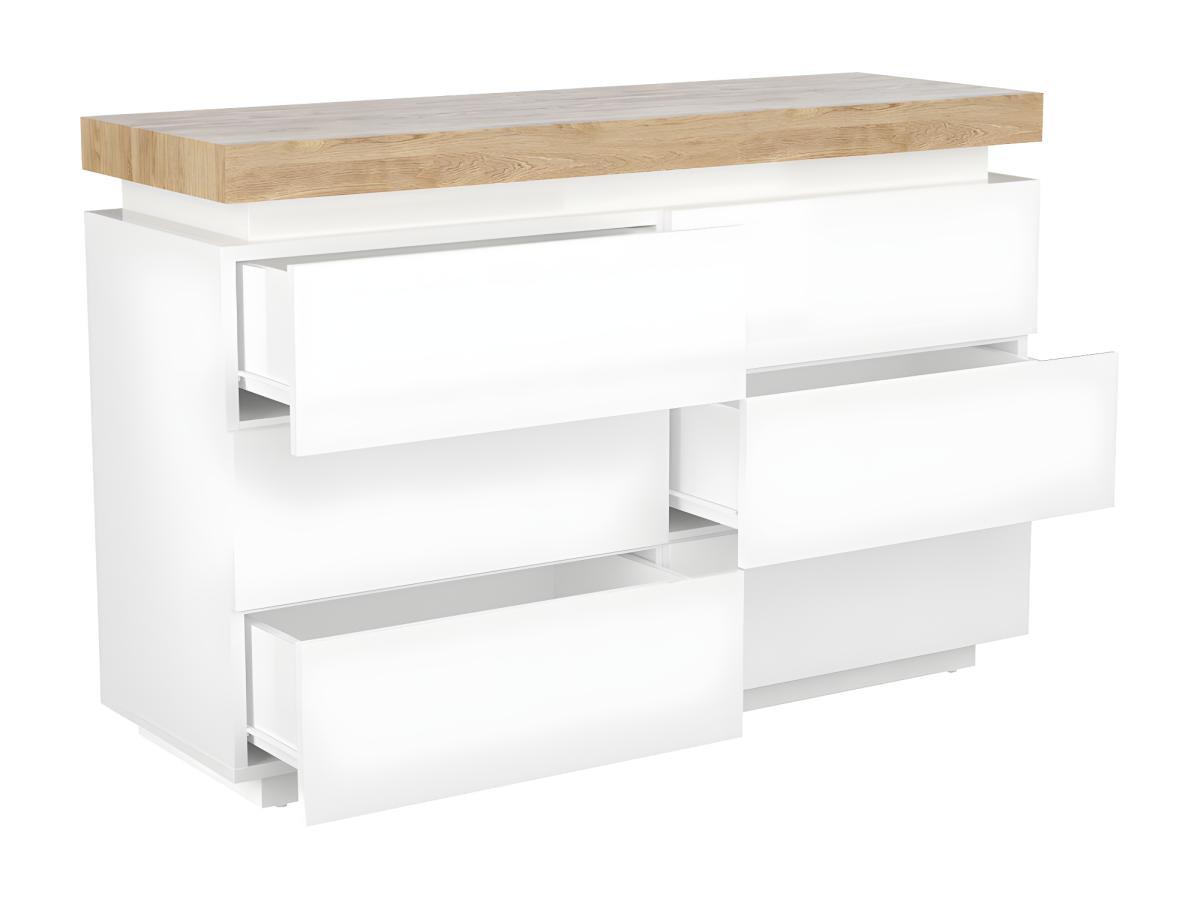 Vente-unique Comà² 6 cassetti con LED in MDF laccato Bianco e Rovere HALO II  