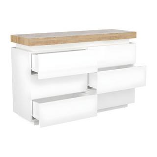 Vente-unique Comà² 6 cassetti con LED in MDF laccato Bianco e Rovere HALO II  