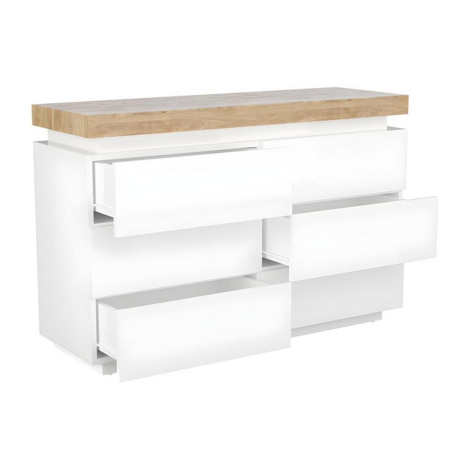 Vente-unique Commode HALO II 6 tiroirs MDF laqué Avec LEDs  Chêne  