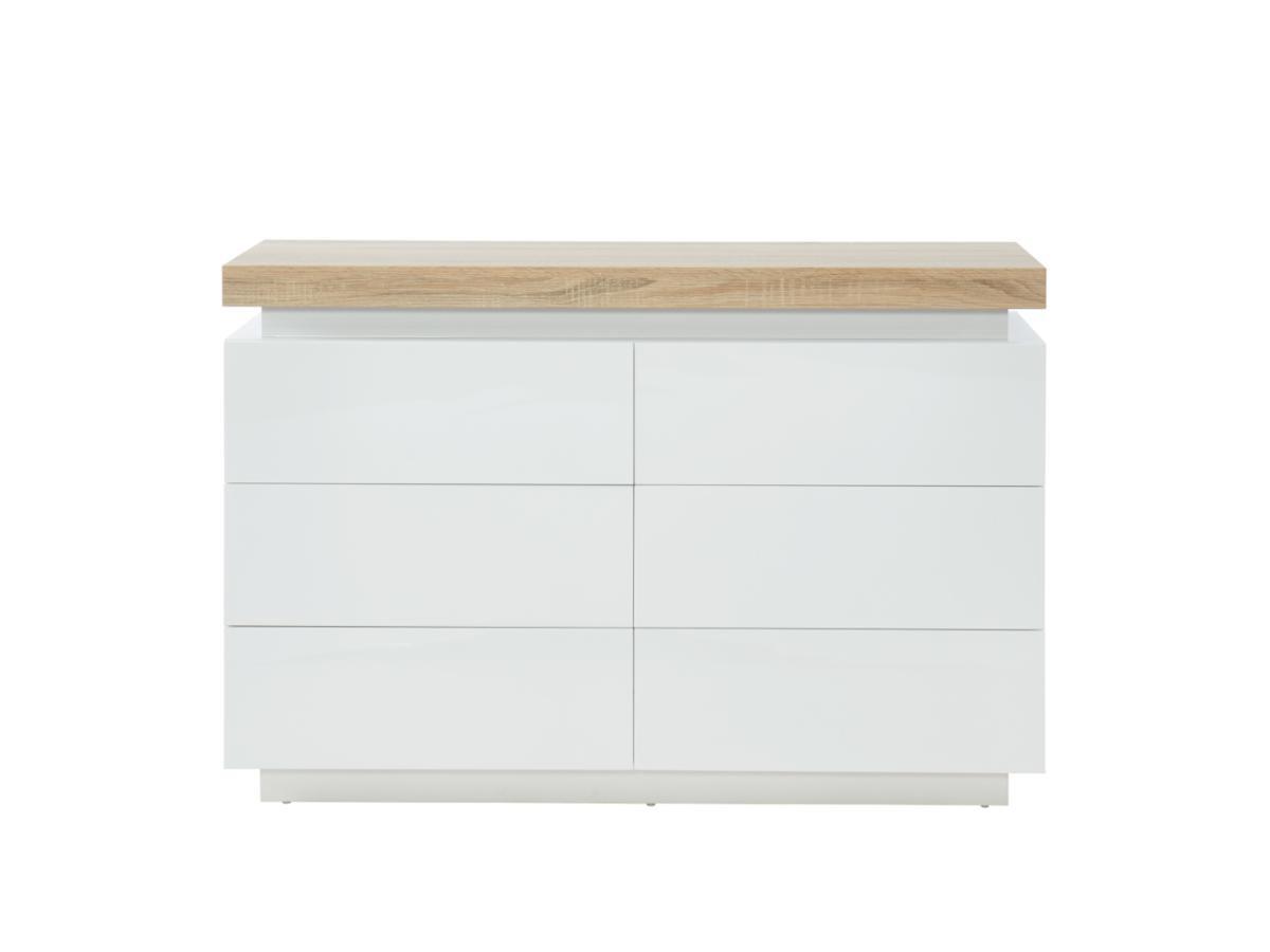 Vente-unique Commode HALO II 6 tiroirs MDF laqué Avec LEDs  Chêne  