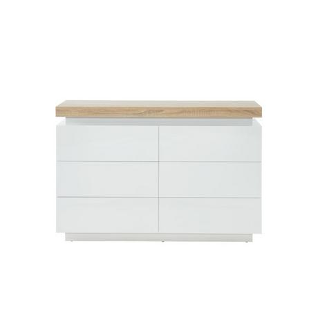 Vente-unique Comà² 6 cassetti con LED in MDF laccato Bianco e Rovere HALO II  