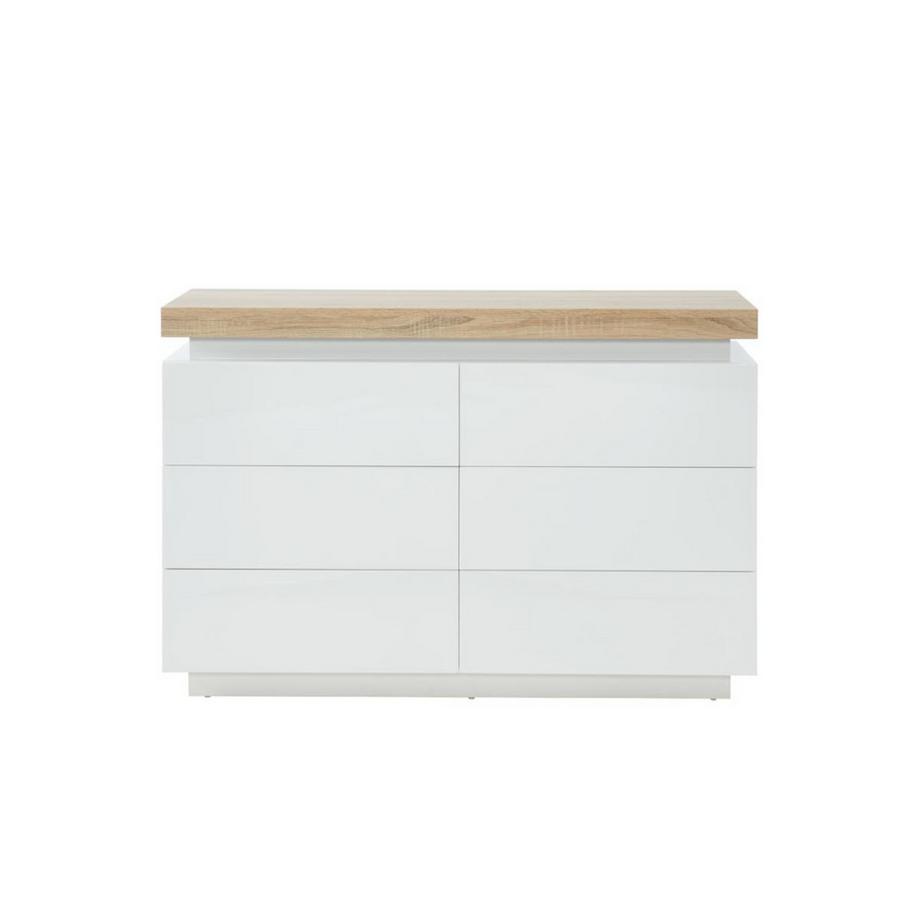 Commode HALO II 6 tiroirs MDF laqué Avec LEDs  Chêne