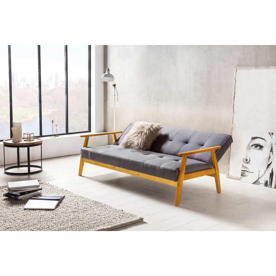 mutoni Schlafsofa 190x85x81cm dunkelgrau Webstoff  