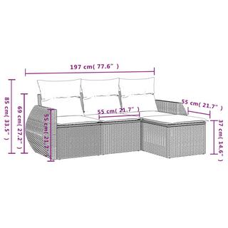 VidaXL Ensemble de canapés de jardin rotin synthétique  