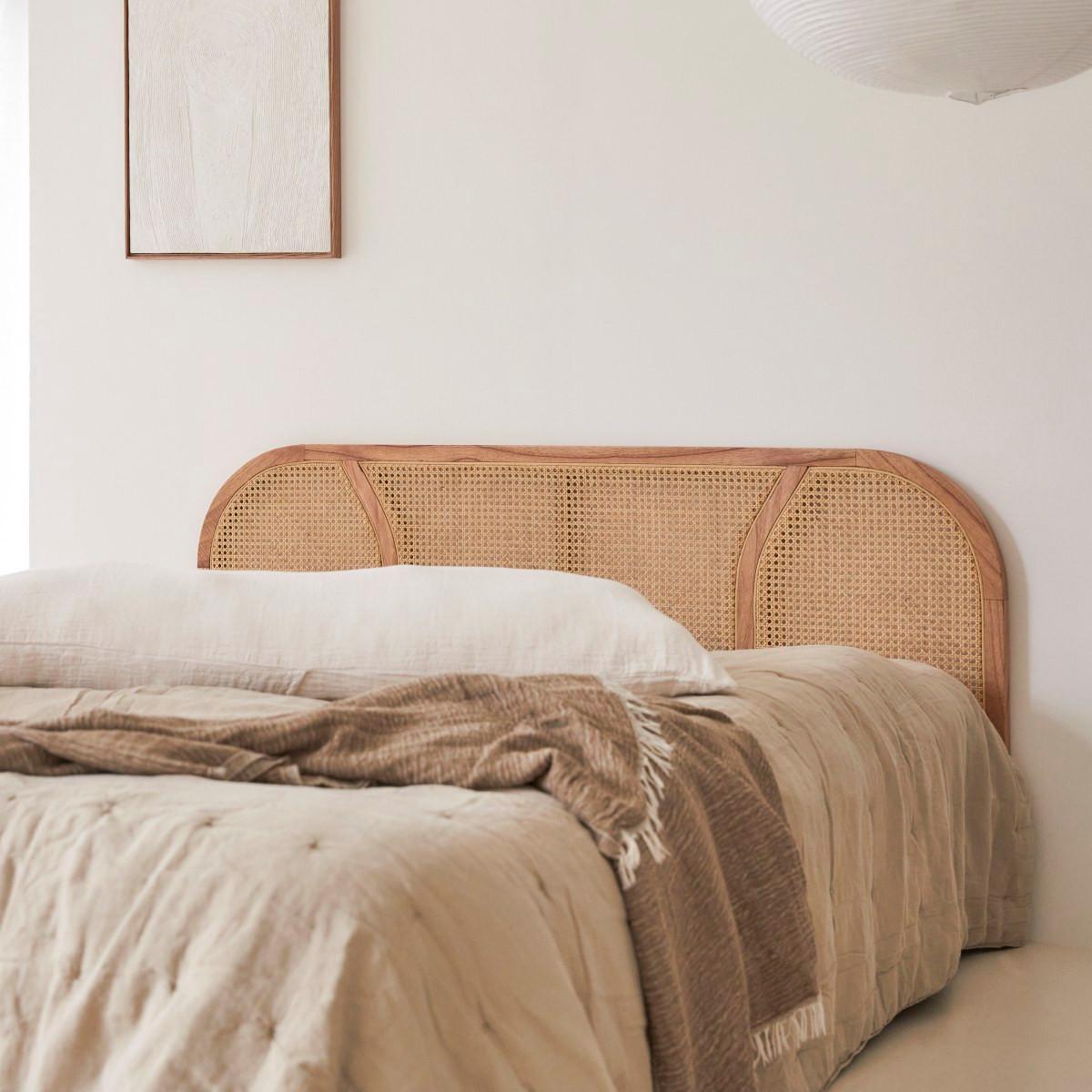 Tikamoon Testiera in legno di mindi massello e rattan da 160 cm Billie  