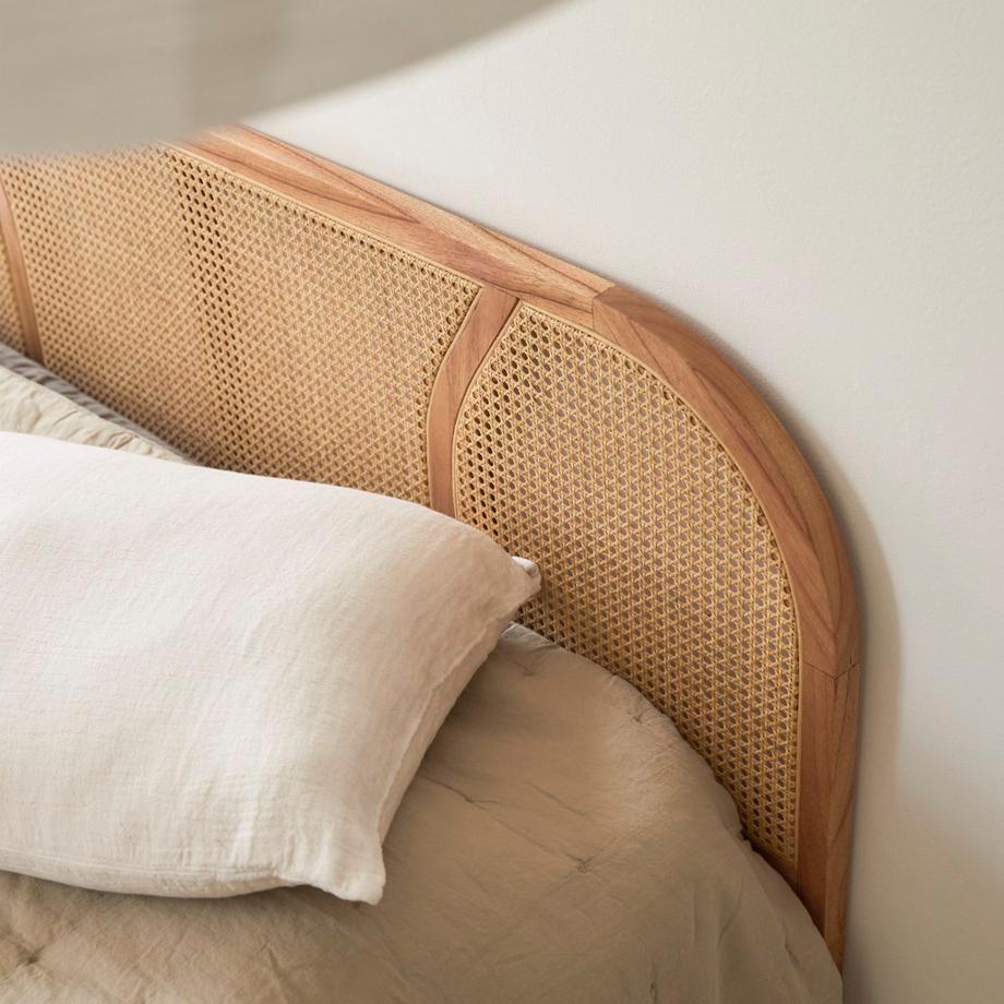 Tikamoon Testiera in legno di mindi massello e rattan da 160 cm Billie  