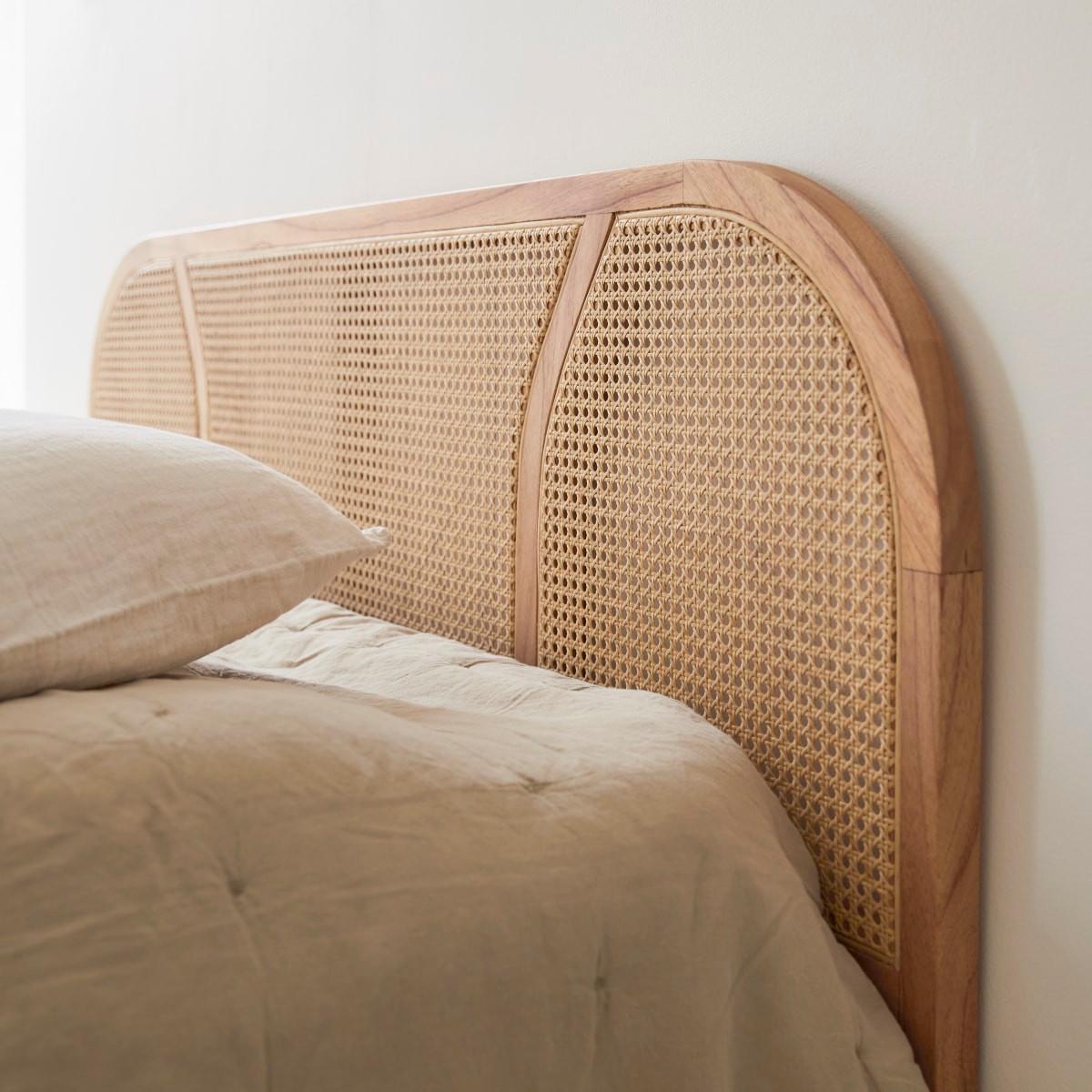 Tikamoon Testiera in legno di mindi massello e rattan da 160 cm Billie  