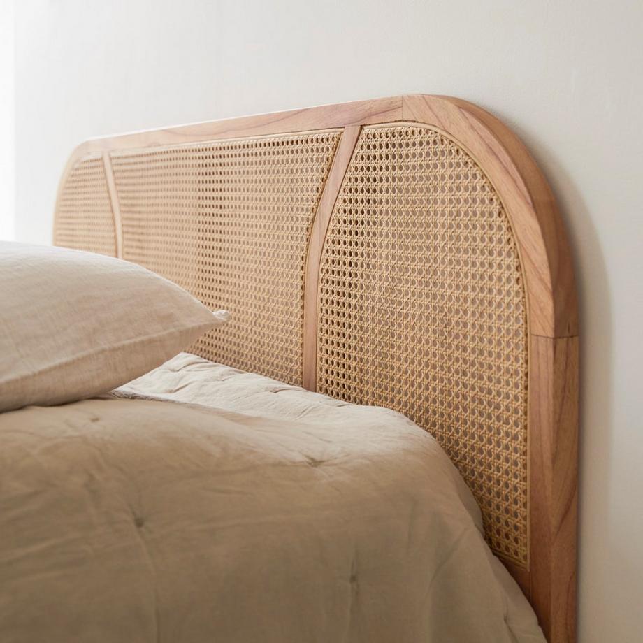 Tikamoon Testiera in legno di mindi massello e rattan da 160 cm Billie  