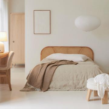 Testiera in legno di mindi massello e rattan da 160 cm Billie