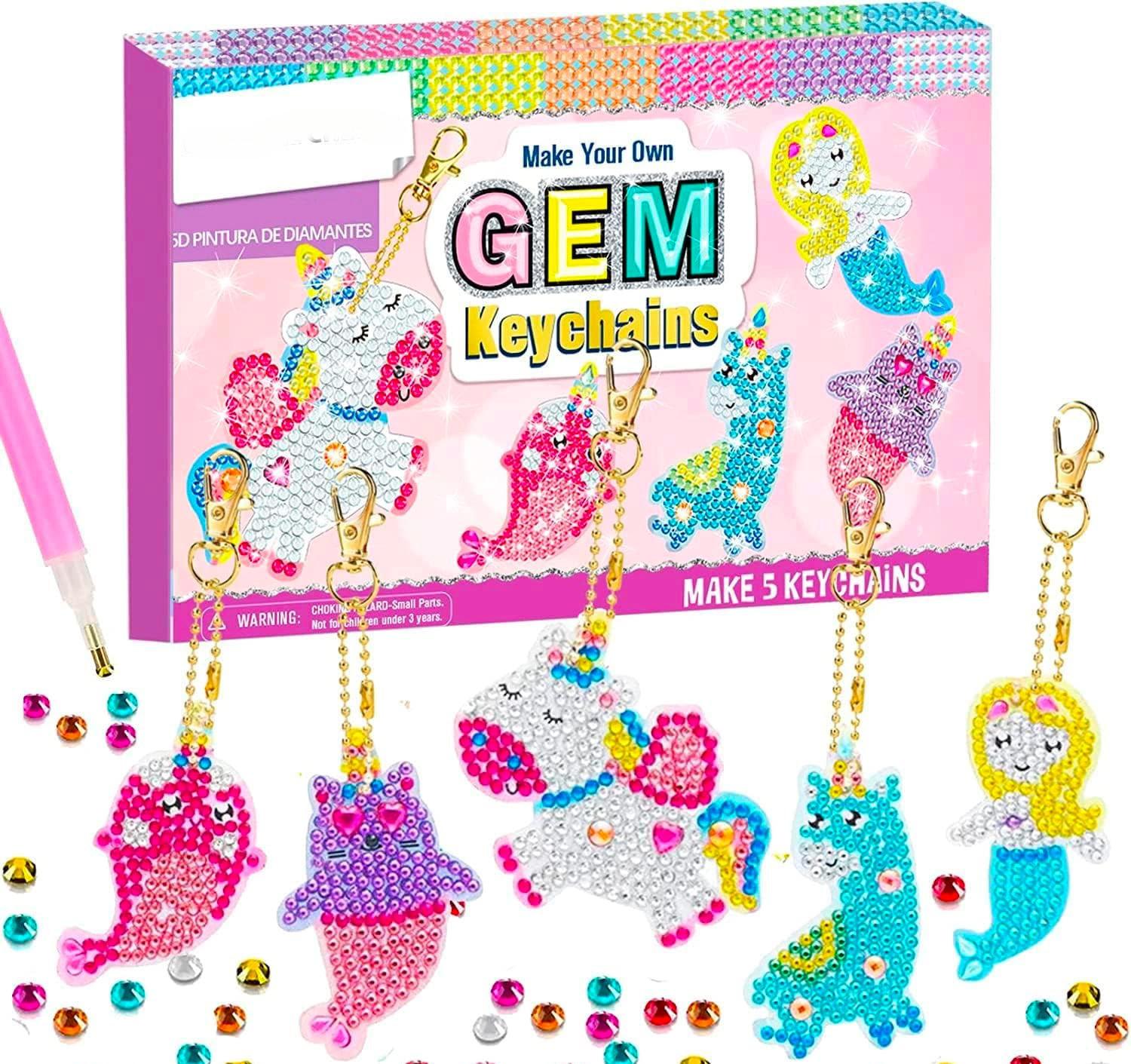 Activity-board  Basteln , Geschenke für Kinder - Mach deinen eigenen GEM Schlüsselanhänger - 5D Diamantmalerei 