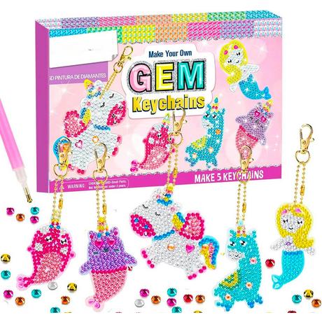 Activity-board  Basteln , Geschenke für Kinder - Mach deinen eigenen GEM Schlüsselanhänger - 5D Diamantmalerei 