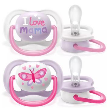 Philips Avent Ultra Air Schnuller 0-6M, Girl, Schmetterling (2 Stk)