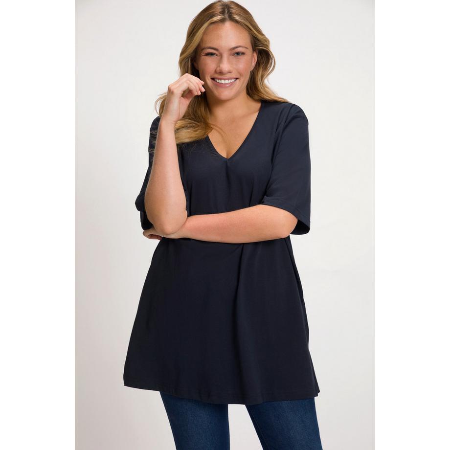 Ulla Popken Relaxed Fit V-Ausschnitt Halbarm T-Shirt  