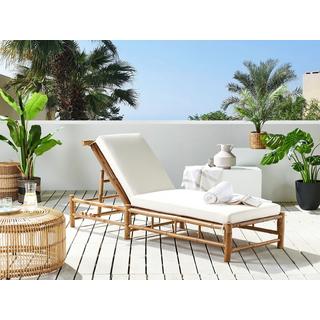 Beliani Lettino Prendisole con Cuscino en Legno di bambù Boho LIGURE  