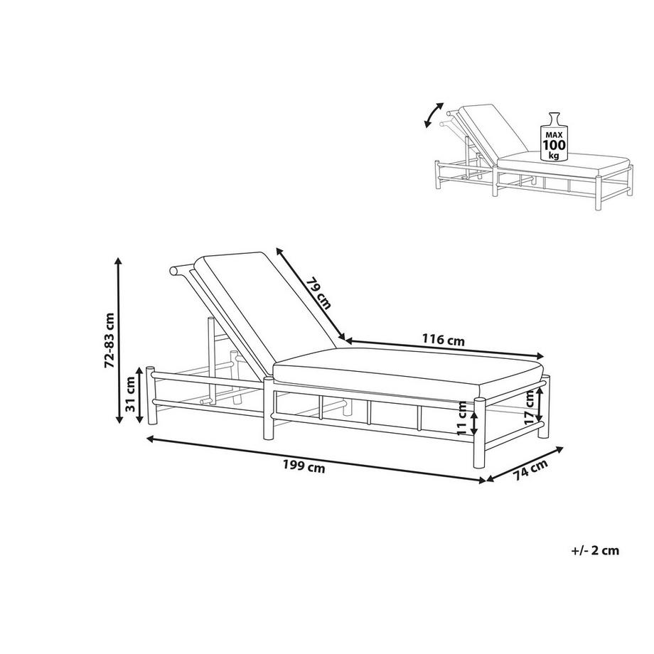 Beliani Sonnenliege mit Kissen aus Bambusholz Boho LIGURE  