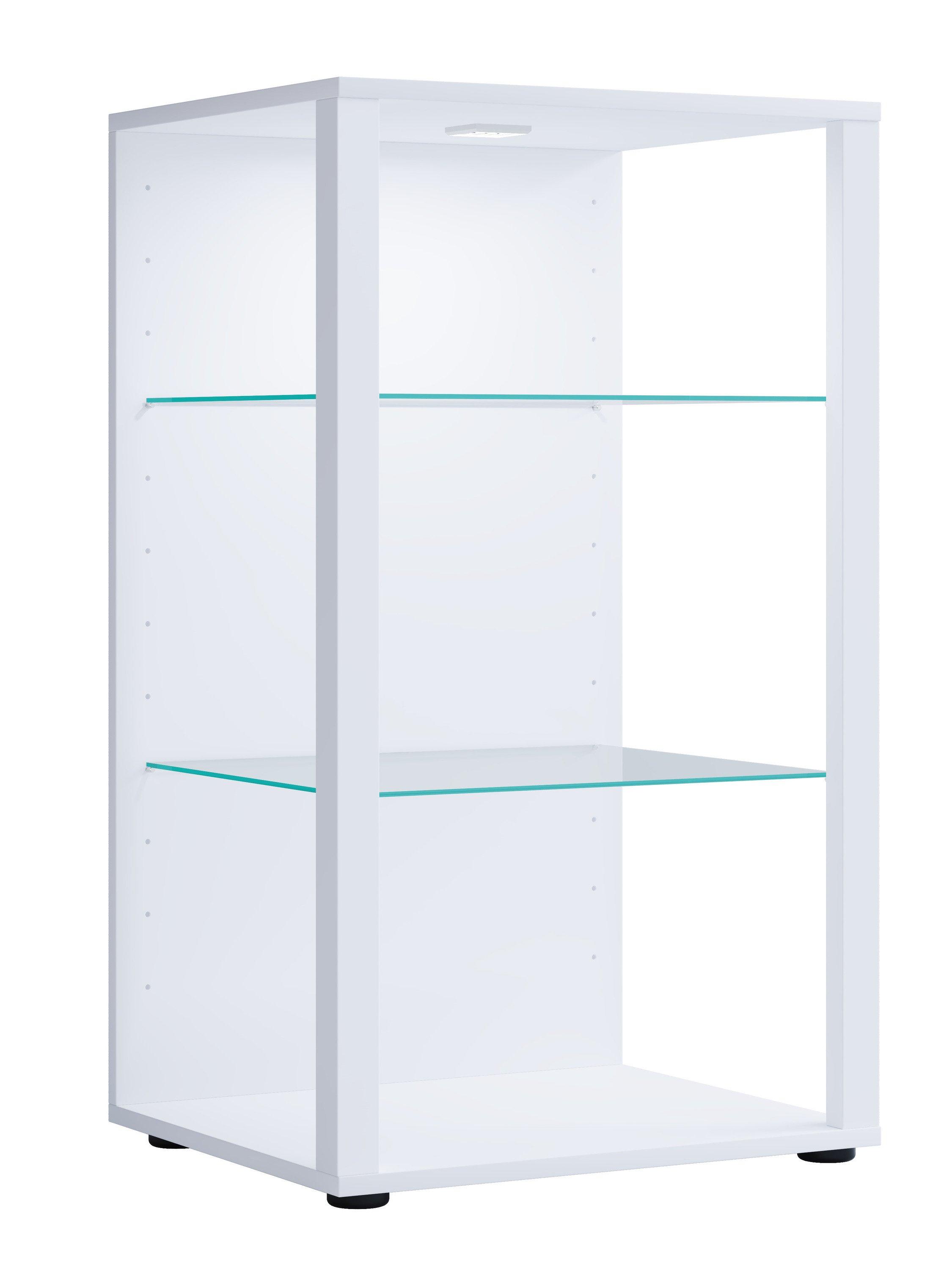 VCM Glasvitrine stehend | Vitrine Glas mit ESG-Sicherheitsglas | Maße ca .H. 90 x B. 52 x T. 44 cm | Standvitrine Glas | Modern und platzsparend | Glas  
