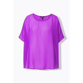 Ulla Popken Blouse Oversized Col Rond Manches Courtes en Chiffon  