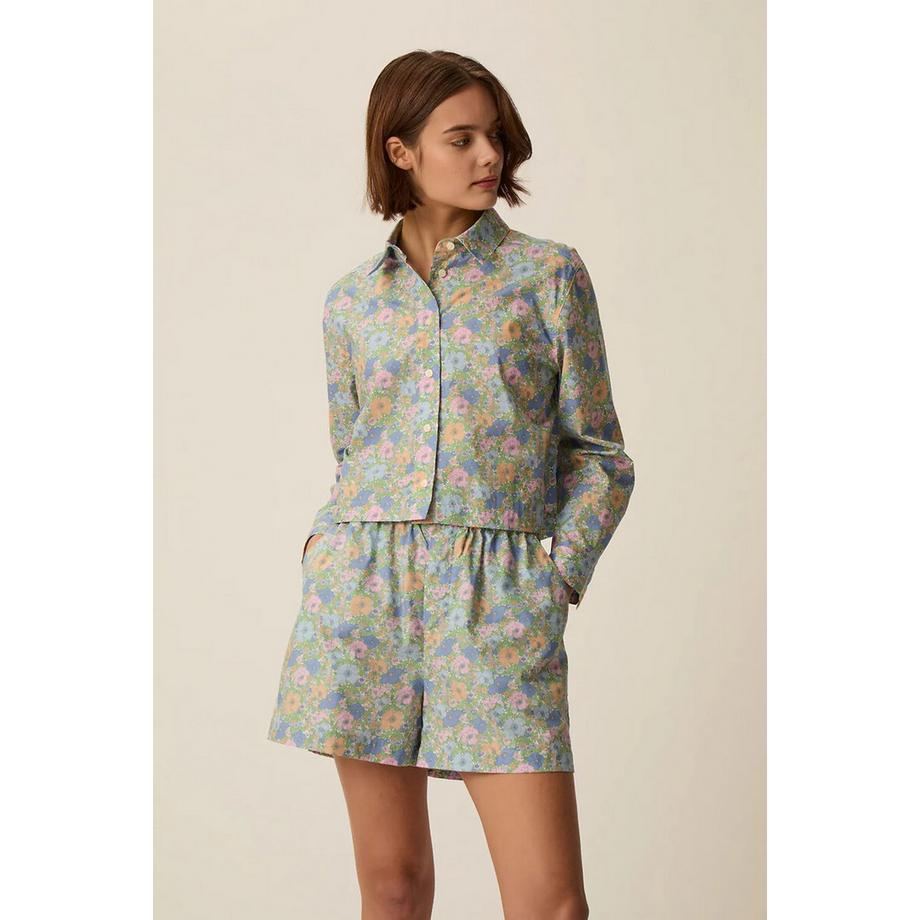Chemise courte en tissu Liberty