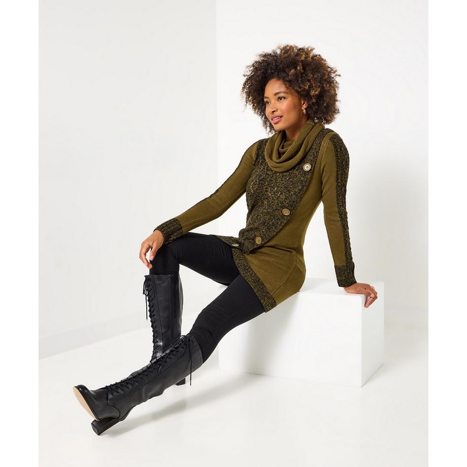 Joe Browns Maglione mélange bicolore a collo alto con orlo a V  